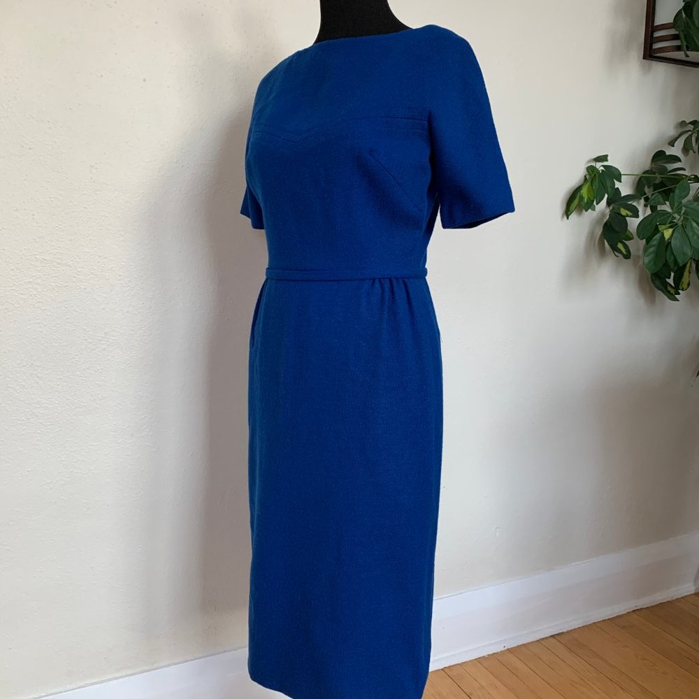 Vintage 1960s XS royal blue wool dress